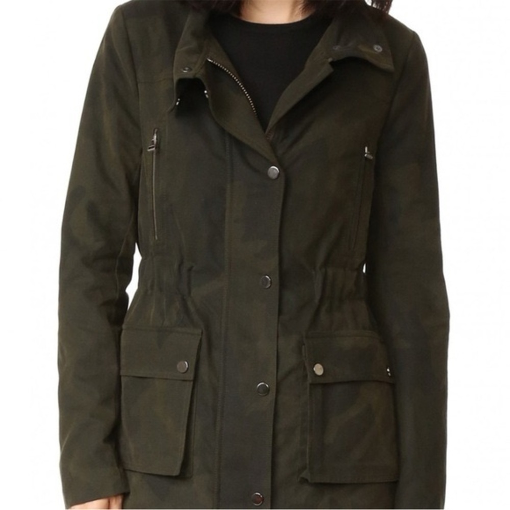 Veronica Beard Army Green Funnel Neck Utility Jacket